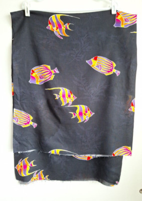 Hoffman California Fabrics Black Tropical Fish Blend 1.5 Yard New