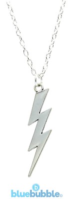 Bluebubble LUCKY LIGHTNING Bolt Necklace Funky Kitsch Retro 80s Punk Rock Emo UK