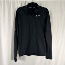 Nike Running 1/4 Zip Jacket Men's Small Black Long Sleeve Reflective Lightweight