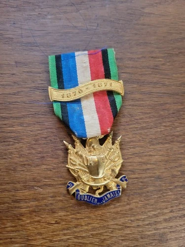 France Military Medal Of War Veterans 1870 1871 Enamelled P2989