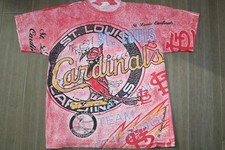 VINTAGE 90s ST LOUIS CARDINALS ALL OVER PRINT T SHIRT TEE 1991 TRENCH XL RARE
