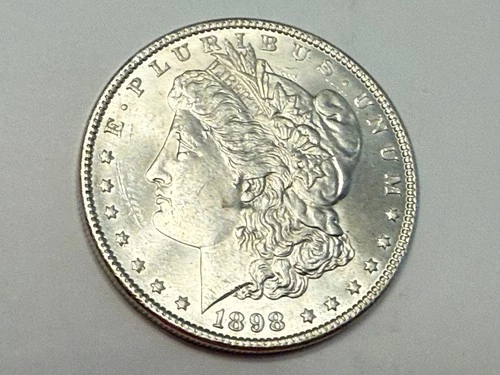 1898 Morgan U.S. silver dollar. Choice BU, deep satiny luster. #em1