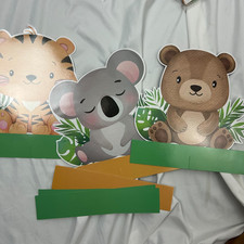 20pc Jungle Safari Animal Table Decorations Assorted Honeycomb Party Decor Sets