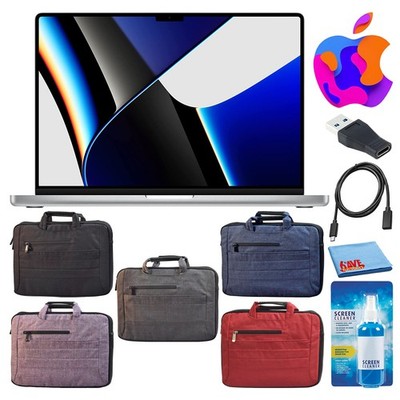 Apple MacBook Pro 14'' Laptop (2021, M1 Pro, 512GB/1TB, Silver) Travel Bundle