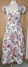 Vtg Jessica McClintock Sz 11/12 Floral Puff Sleeve Dress Tulle Underskirt USA