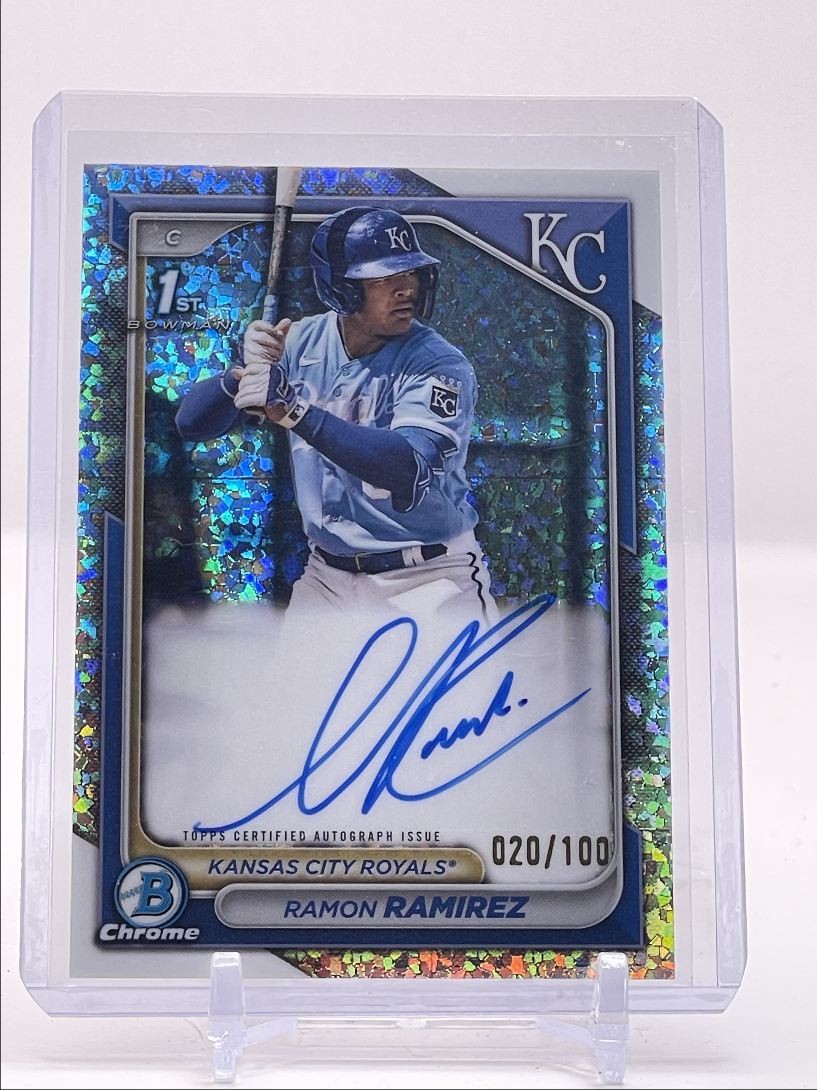 RAMON RAMIREZ 2024 BOWMAN CHROME 1ST MINI DIAMOND ROYALS A AUTO /100 Q5579