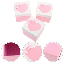 3Pcs Small Gift Boxes with Lids Pink Paper Durable Wedding Decorations