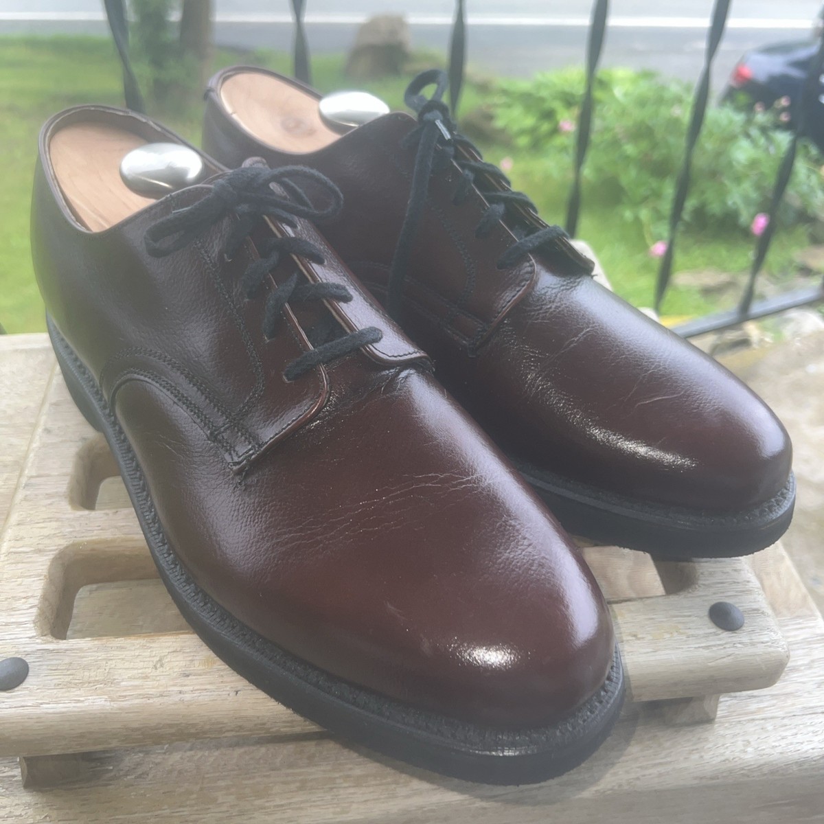 Rare Vintage Hanover Sz 10E/C Scotch Grain Plain Toe Calfskin Blucher Brown Dress Shoe Plain Toe Blucher Brown Antique – Ace Marks main image 3