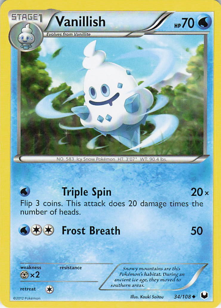 Vanillish 34/108 Uncommon Dark Explorers Pokemon Lightly Played