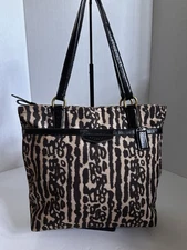 Coach 31901 Ocelot Print Tote Patent Leather Trim Shoulder Hand Bag Purse EUC