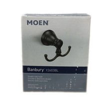 MOEN Banbury Round Bathroom Double Robe Hook in Matte Black Y2603BL