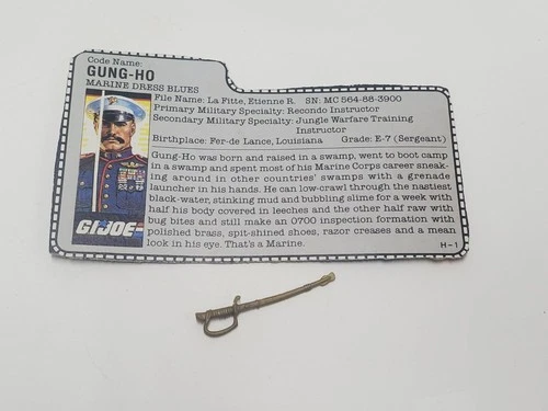 1987 GUNG HO  v2 Sword & Filecard Vintage GI Joe Figure Accessory Set Lot ARAH