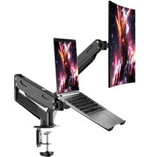 Monitor and Laptop Mount for Max 32” Screen and 17” Notebook, Dual Monitor Mo...
