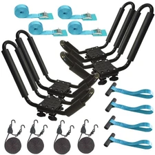 2 Pairs Heavy Duty Kayak Rack-Includes 4 Pcs Ratchet Tie-Mount on Car Roof To...