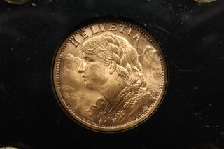 NobleSpirit (JL) Switzerland BLAZING Superb GEM BU 1947 B GOLD 20 Francs !!