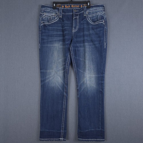 Pantalones de mezclilla relajados Rock Revival Donato para hombre 38 (se adapta a 38x31) azul desgastado - Imagen 2 de 16