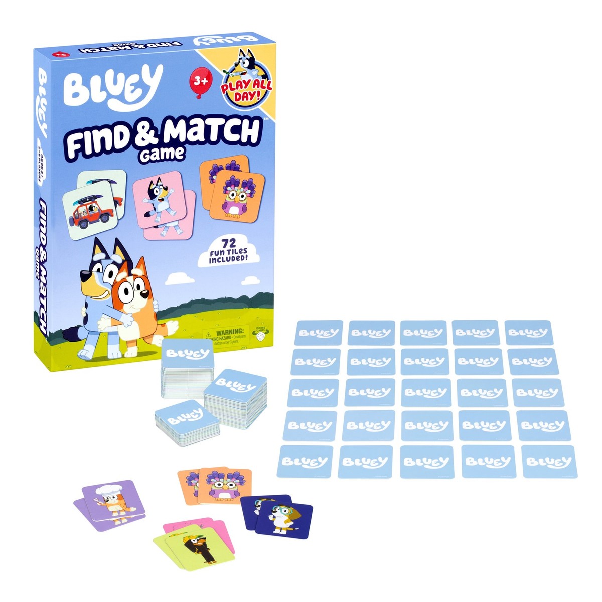 Bluey 91593 Find & Match Game, 72 Character Tiles, Tile-Matching