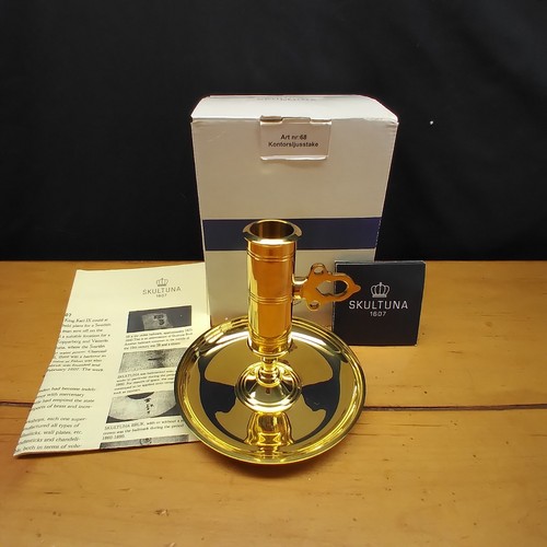 Skultuna Chamberstick 1607 Brass Walking Candle Holder #68 Sweden Adjust NEW