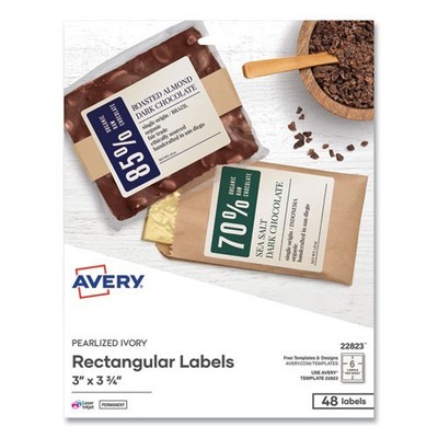 Avery Rectangle Labels, 3 x 3.75, Pearl Ivory, 6/Sheet, 8 Sheets/Box