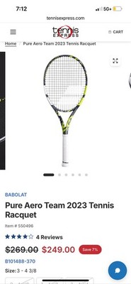 Babolat Pure Aero Team 100 Grip Size 0 - 4” 2023 Model | eBay