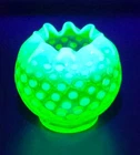 **MINT** Fenton Polka Dot Topaz Opalescent Rose Bowl 4" Vaseline GLOWS
