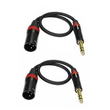 1 FT 1/4 Inch TRS To XLR Male Mic Cable Cord Balanced Audio Sound Mix 2 Pack