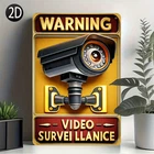 Vintage Video Surveillance Warning Tin Metal Signs Home Décor 8x12