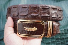 W 1.5 inch - Dark Brown Genuine CROCO Hornback LEATHER Skin Men's Belt P20