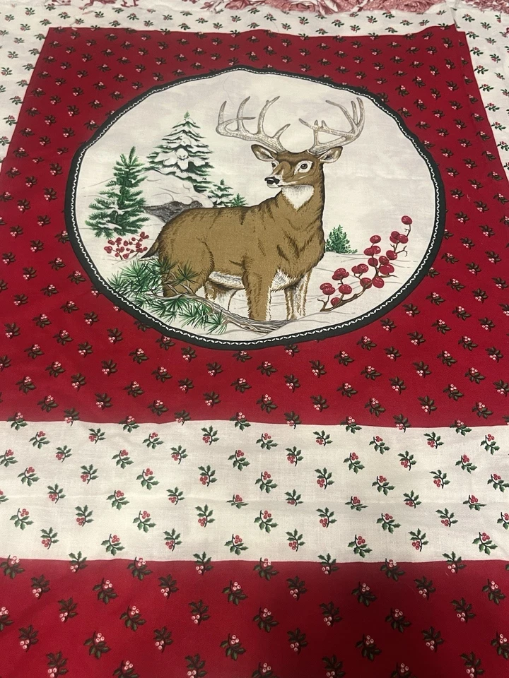 Holiday Cranston Cotton Fabric Lot Woodland Animals Wreath Quilt Squares Sewing - Image 3 of 4