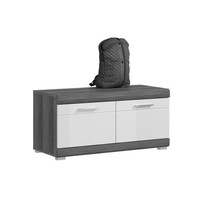 Garderobenbank - Rauchsilber - Weiß Hochglanz - 90 Cm
