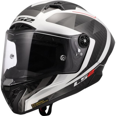 Motorrad Helm XL - LS2 FF805 Thunder Carbon GP Aero Raute - weiß-grau