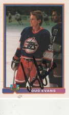 DOUG EVANS SIGNED 1991 BOWMAN #203 - WINNIPEG JETS