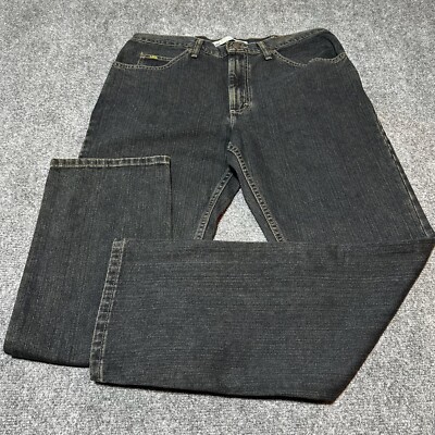 Lee Jeans Mens 36x32 Dark Blue Denim Cotton Straight Mid Rise Five Pockets