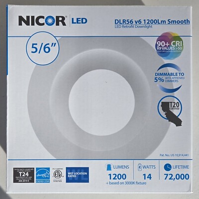 NEW! Nicor DLR56  V6 1200lm smooth retrofit downlight