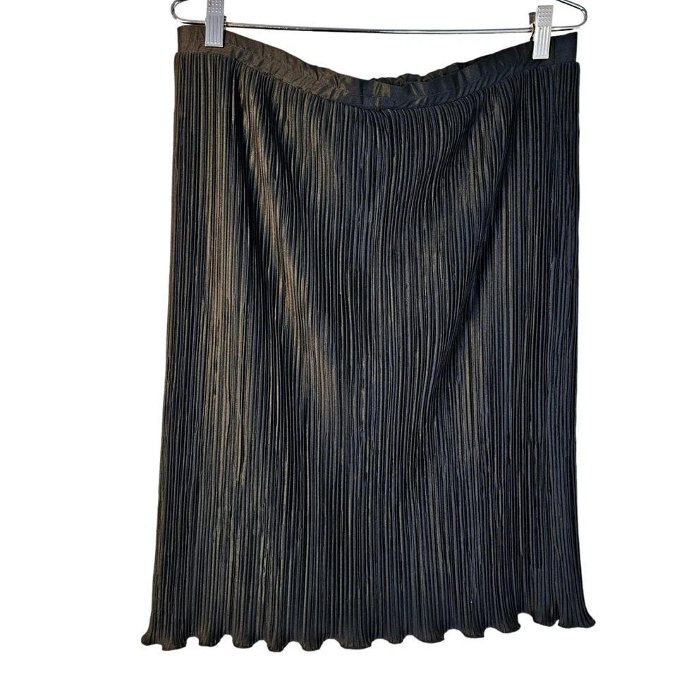 I Magnin черная полоса гофрированная акордийская складчатая юбка размер 8-12 шелковая смесь 80-е 90-е - Изображение 2 из 4