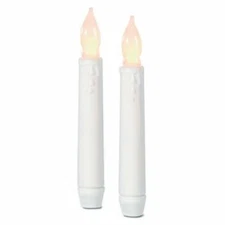 2 ~ White 6" Battery Operated NON-TIMER Taper Candles Primitive Wedding 