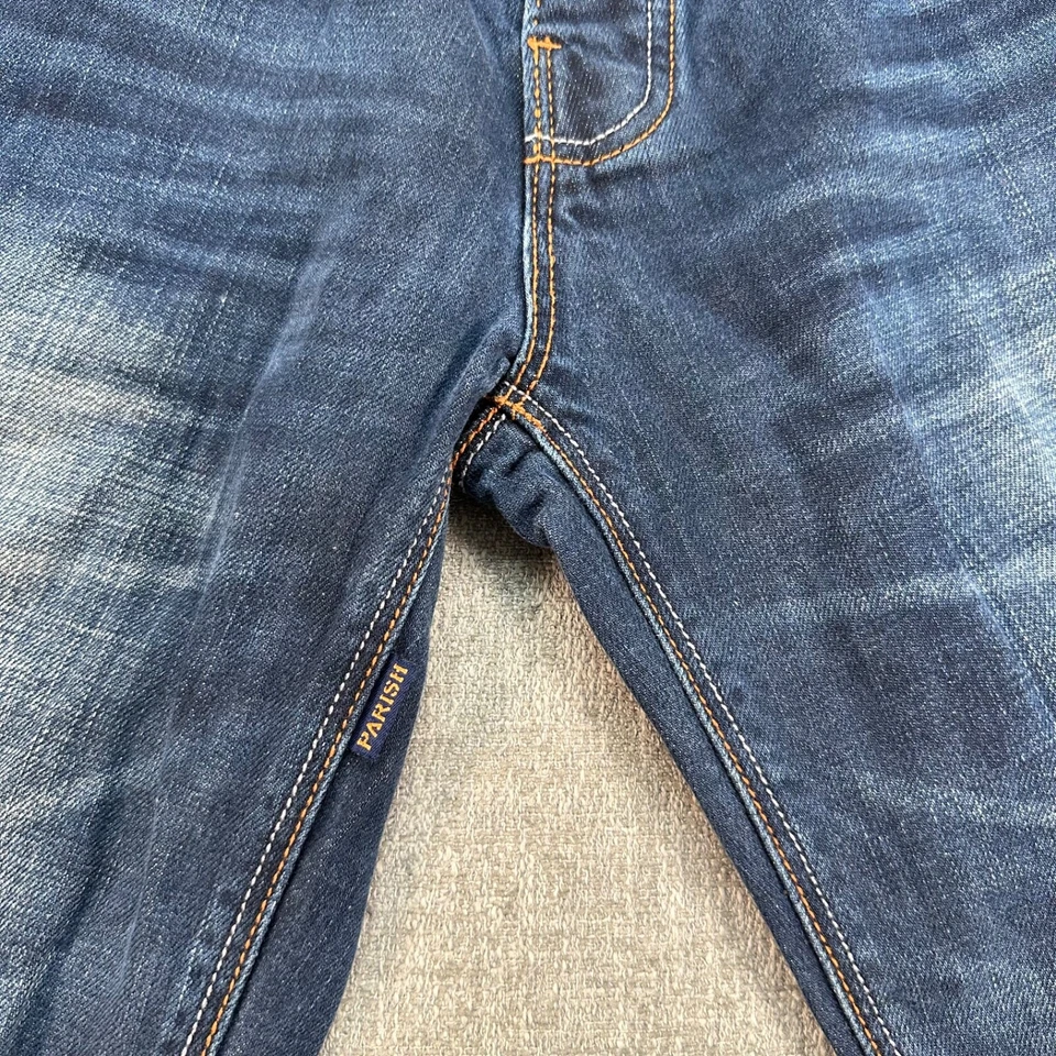Parish Nation Jeans Mens 34x32 Blue Straight Baggy Button Fly Faded - Image 3 of 4