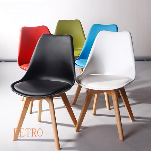 4 x Retro tulip style Chair Dining Designer Eiffel wood... - Picture 3 of 11