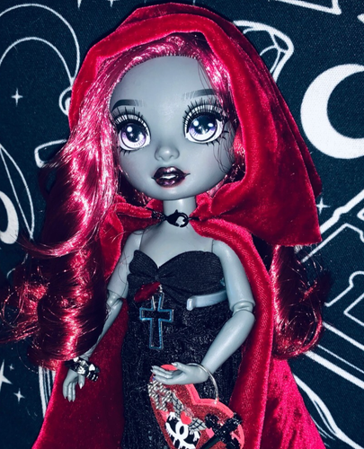 Abito Rainbow High personalizzato Luna vampiro tinto capelli velluto mantello pizzo borsa cuore - Foto 8 di 8