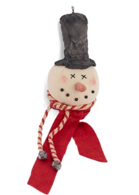 2 WHOLESALE Primitive Snowman Head Snowman Top Hat Snowman Hanger Candy Cane