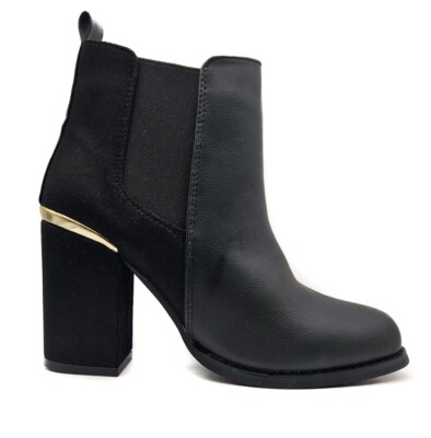 Damenschuhe mit Absatz Chelsea-Stiefeletten schwarz Wildleder Reißverschluss Größe