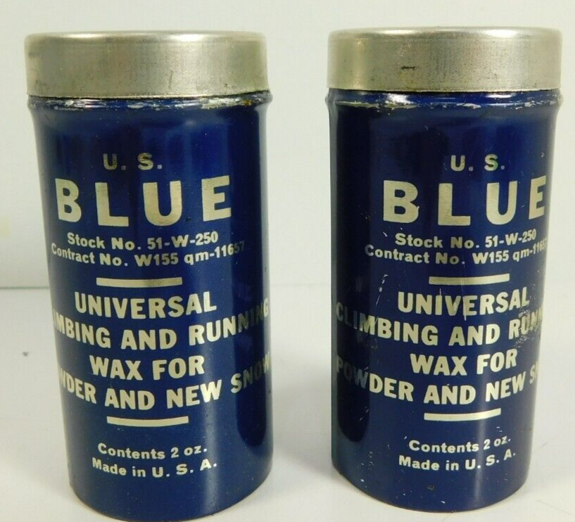 U.S. Blue Wax Military Skiing Climbing #51-W-250 Unused Two 2oz Tins