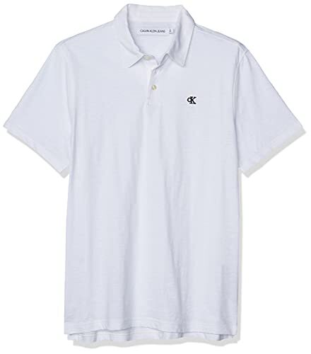 Мужская хлопковая рубашка поло с монограммой и логотипом Calvin Klein из хлопка Slub с коротким рукавом белый XS 6990₽