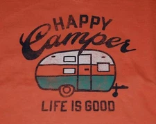 NWT Women's Life is Good Happy Camper Fresh Coral LS Crusher Vee