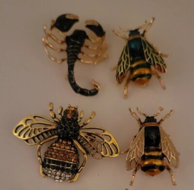 Scorpion Bee Queen Rhinestone Bee Bug Insect Brooch Pin Lapel Lot  CA USA E1-1