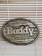 Vintage BUDDY Belt Buckle By Oden - Made In USA - 2-3/4”x 2”