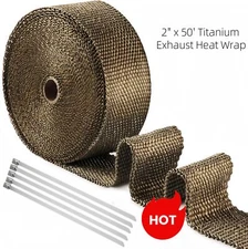 2" x 50' Titanium Exhaust Header Wrap High Temp Heat Shield Tape for Motorcycle