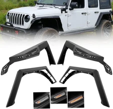 Front &Rear Fender Flares Textured Steel Off Road For 2018-2023 Jeep Wrangler JL