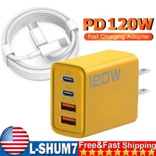 120W Fast Charging Double USB-C QC3.0 PD Wall Charger Power Adapter For Phone