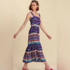 Umgee Boho Floral Tank Maxi Dress Small